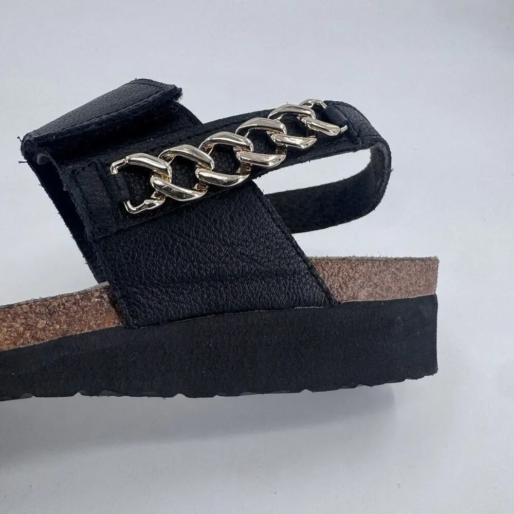 Naot Eliana Sandals Womens US 10 EU 41 Black Leather  Slingback  Gold Chain